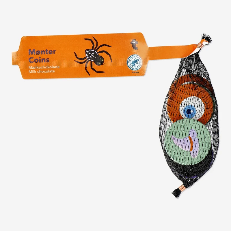 Halloween chocolate coins in net