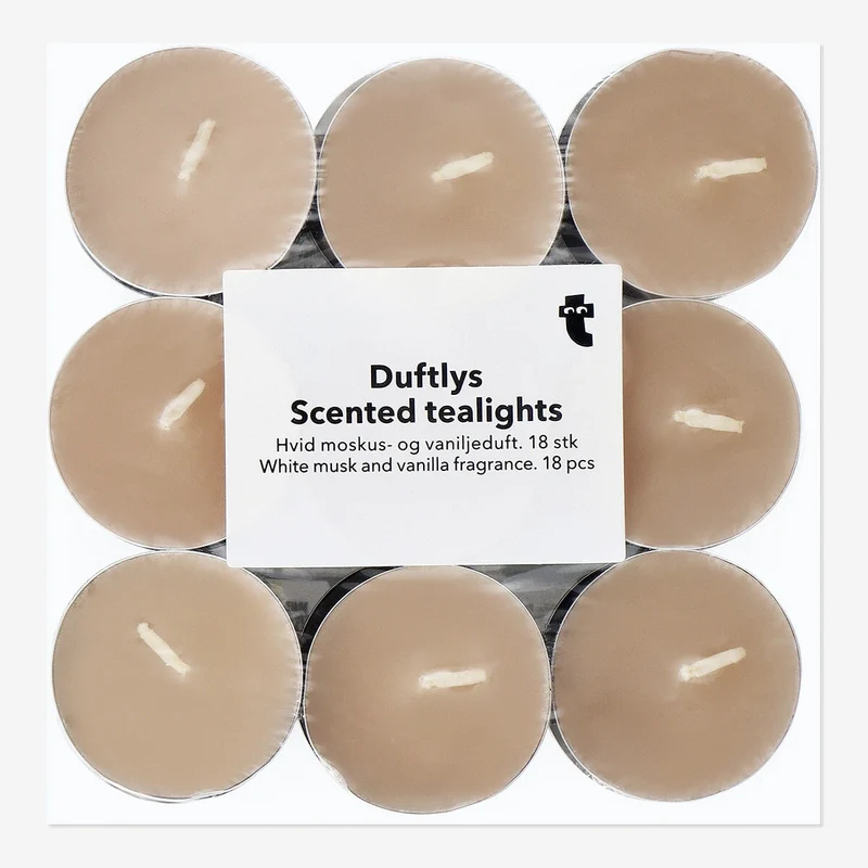 Scented Tealights with White Musk and Vanilla Fragrance - 18 pcs