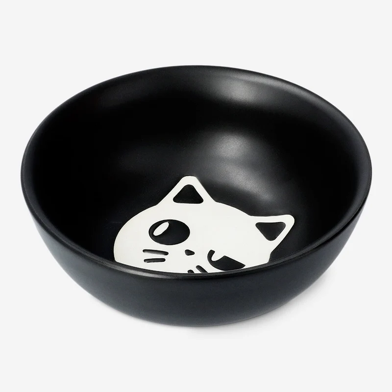Black bowl with cat print