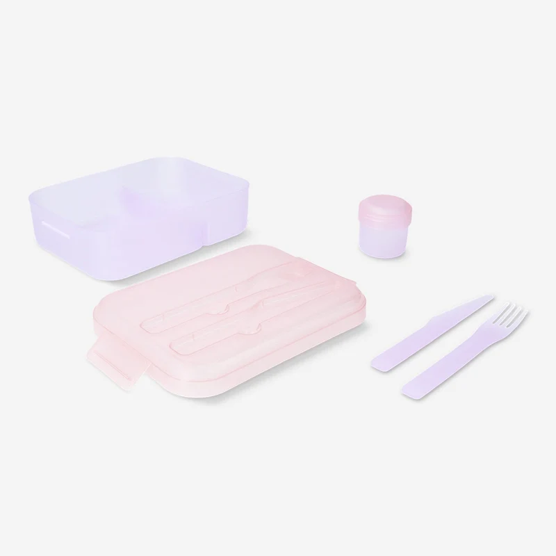 Lunchbox with knife, fork, and bowl