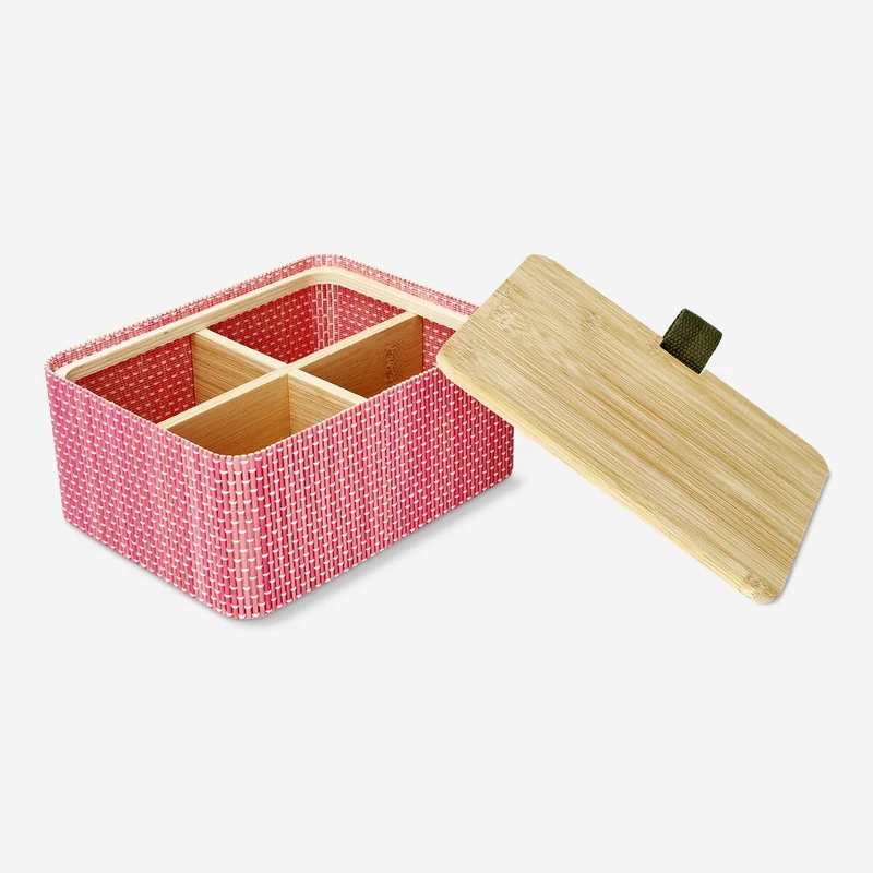 Bamboo storage box with compartments