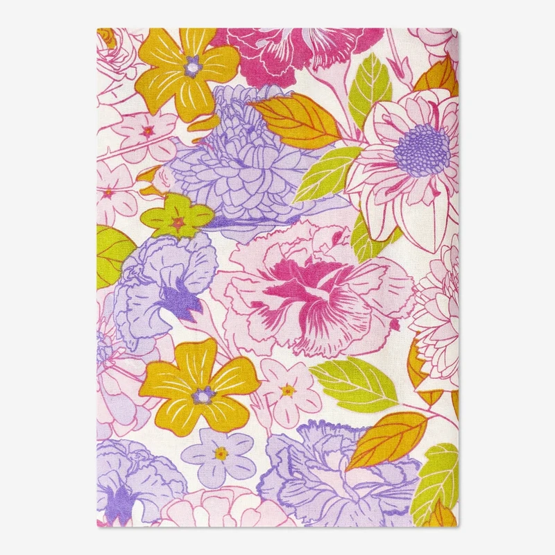 Tablecloth with large flower print - 140 x 220 cm