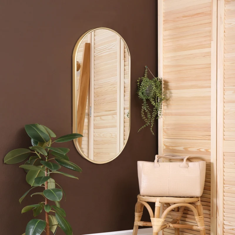 Specchio da Parete Picciano Ovale 40 x 80 cm color Oro [en.casa]