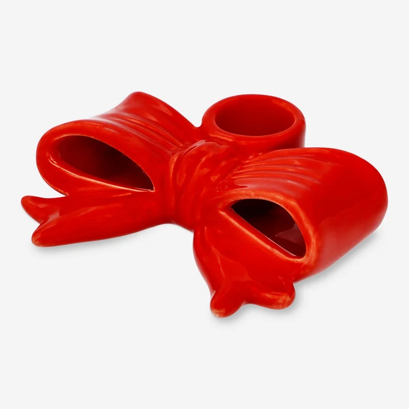 Red bow candle holder