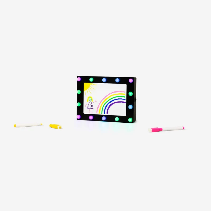 Multi coloured light box with markers