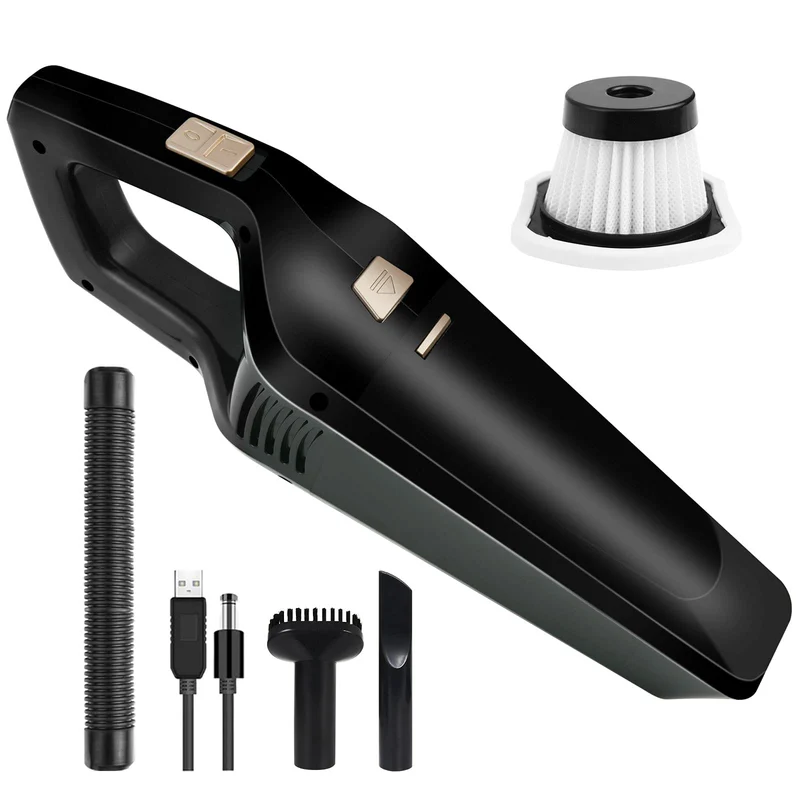 URAQT Aspirabriciole Senza Fili, Aspirapolvere Portatile Ricaricabile, 12V 120W 4.5k PA Multifunzione Aspirapolvere a Mano Potente, 30 Minuti di Lavoro USB, Bbuono per Casa/Auto/Ufficio