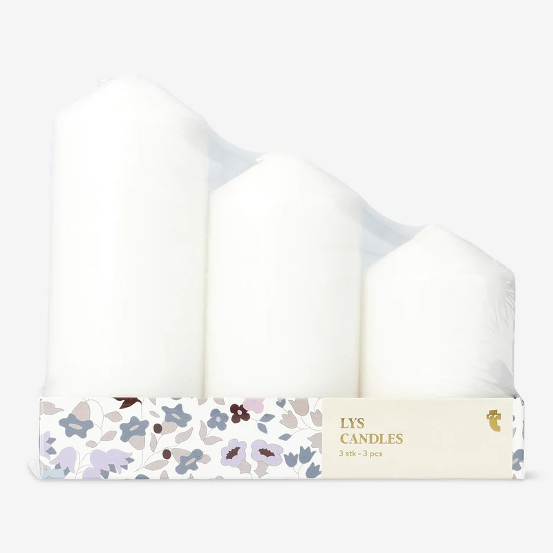 White Pillar Candles - 3 pcs
