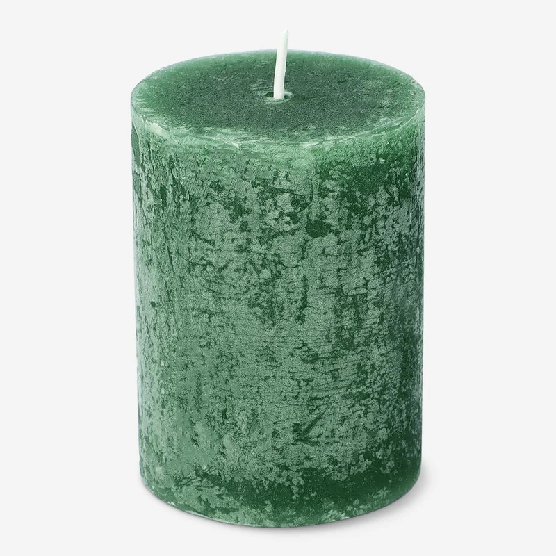 Dark Green Rustic Pillar Candle - 8 cm
