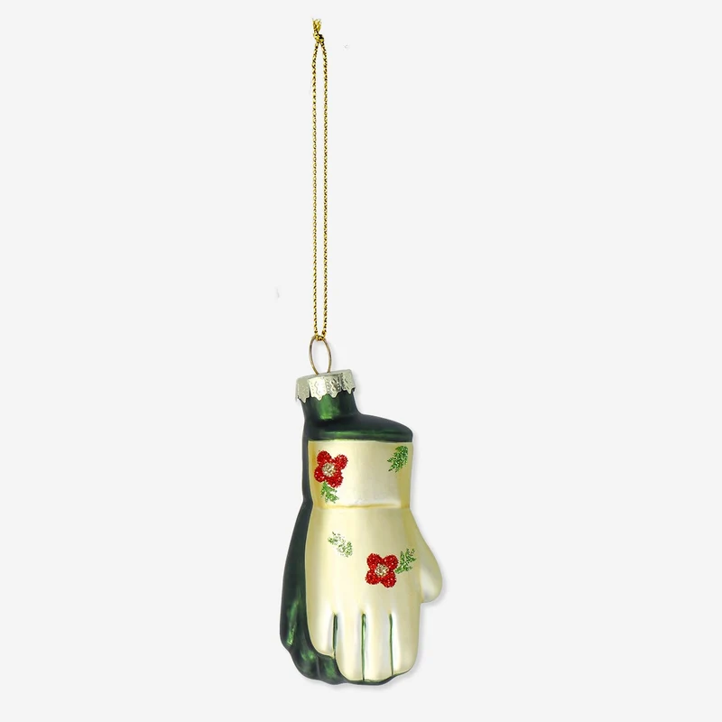 Christmas bauble. Garden gloves