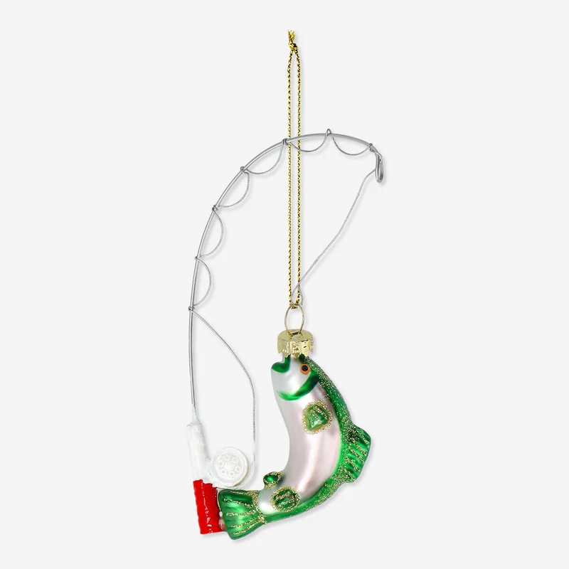 Christmas bauble. Fishing pole