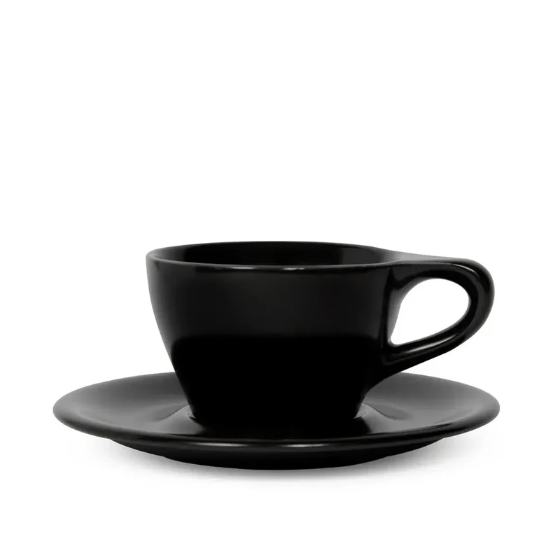 Tazza Grande Cappuccino Lino 180ml con piattino - Nero