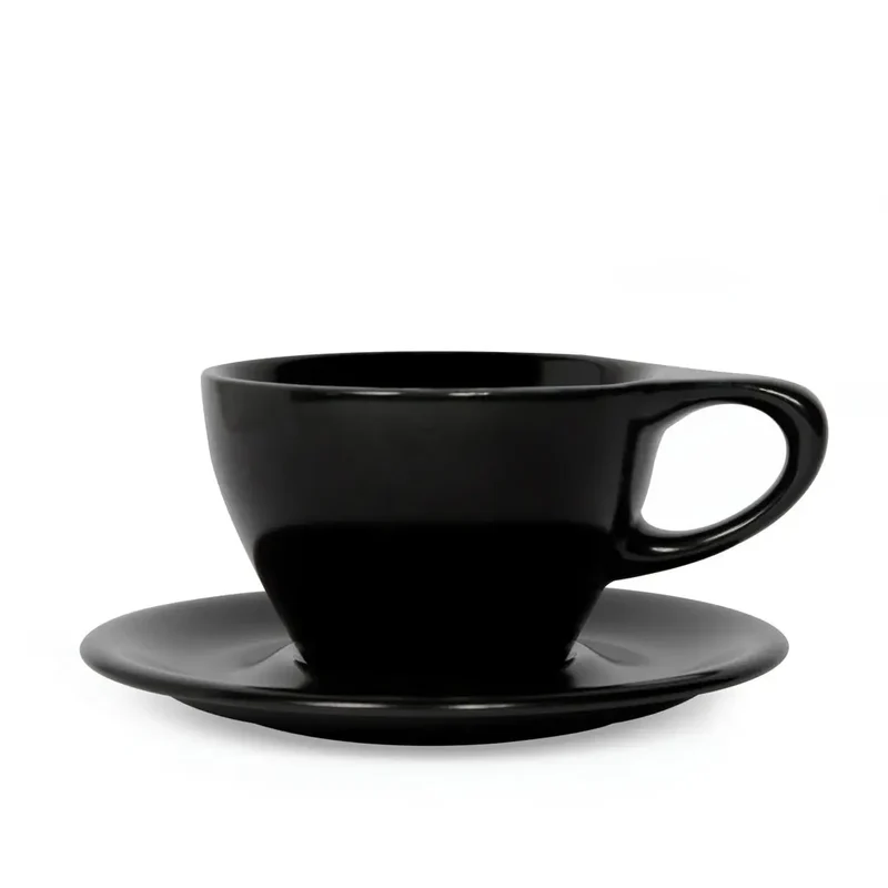 Lino Lite Tazza Latte 240ml con piattino - Nero