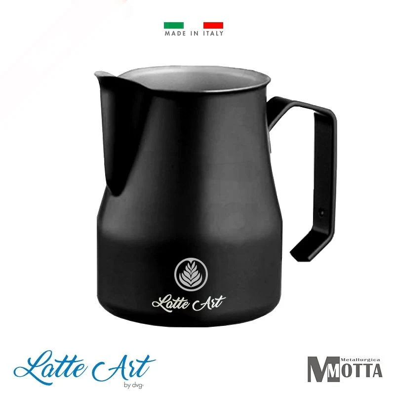 LATTIERA MOTTA MOD. EUROPA 50CL 2 TAZZE INOX, NERA - LATTE ART