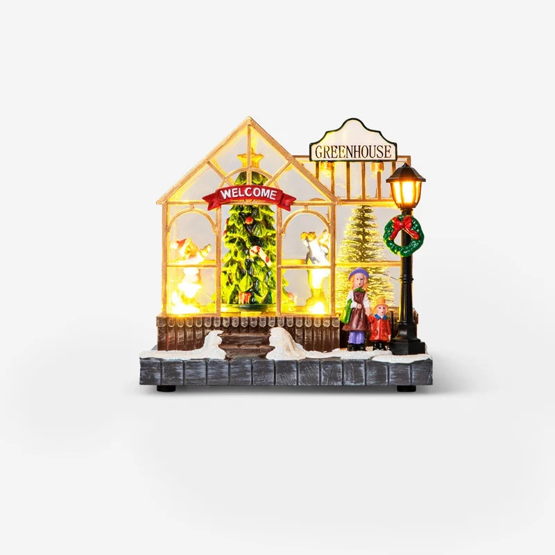 Scene for Christmas village. With light, movement and music