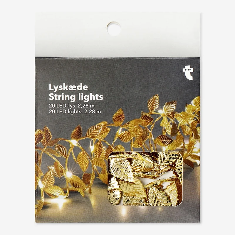 String Lights with Golden Leaves - 228 cm