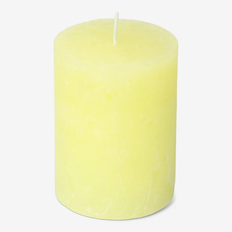 Yellow Rustic Pillar Candle - 8 cm