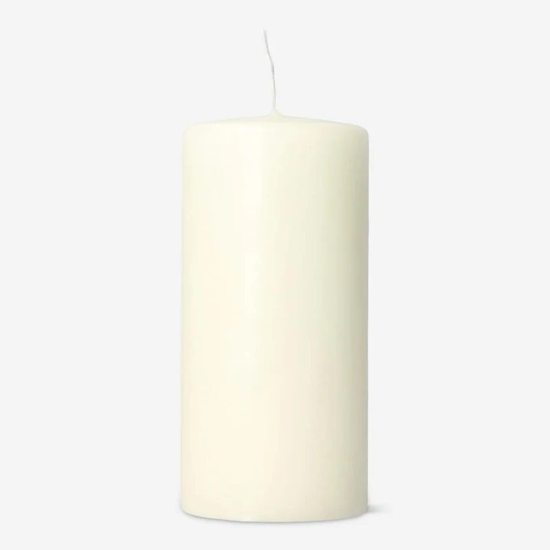 Ivory White Pillar Candle - 14 cm