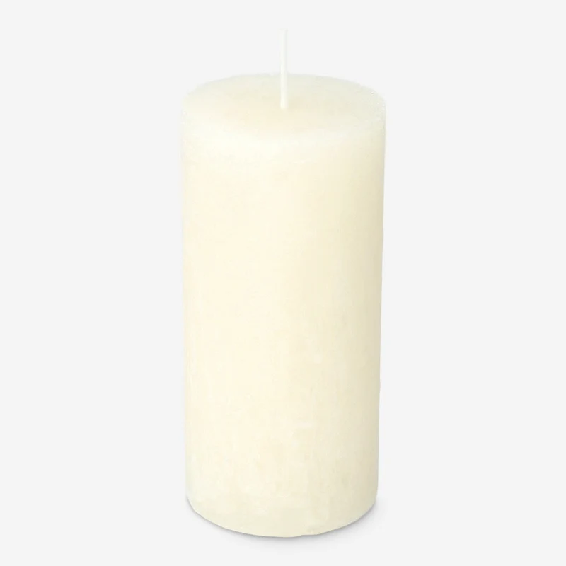 Ivory White Rustic Pillar Candle - 12 cm