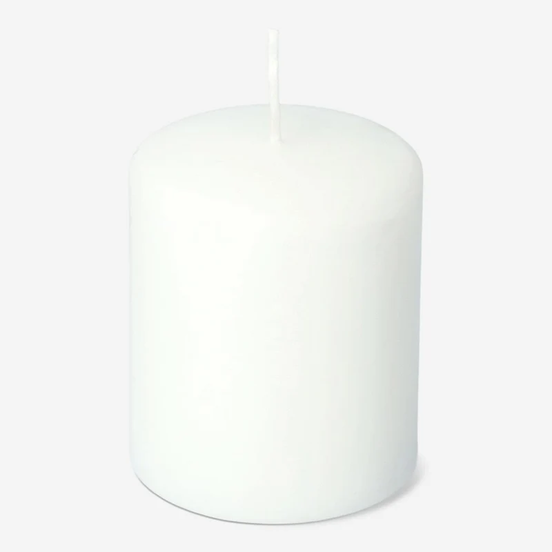 White Rustic Pillar Candle - 8 cm