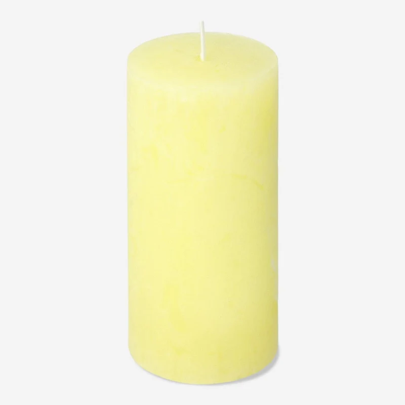 Yellow Rustic Pillar Candle - 12 cm