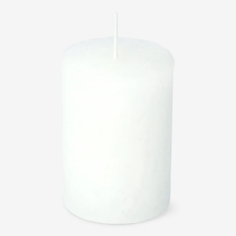 White Rustic Pillar Candle - 8 cm