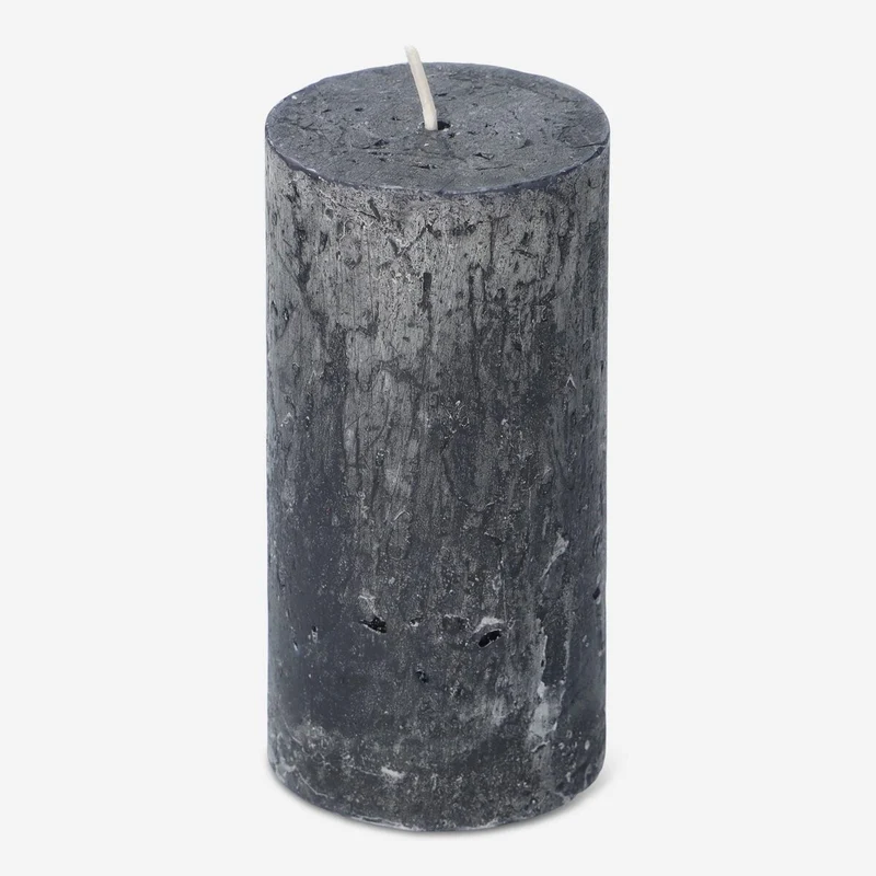 Black Rustic Pillar Candle - 12 cm