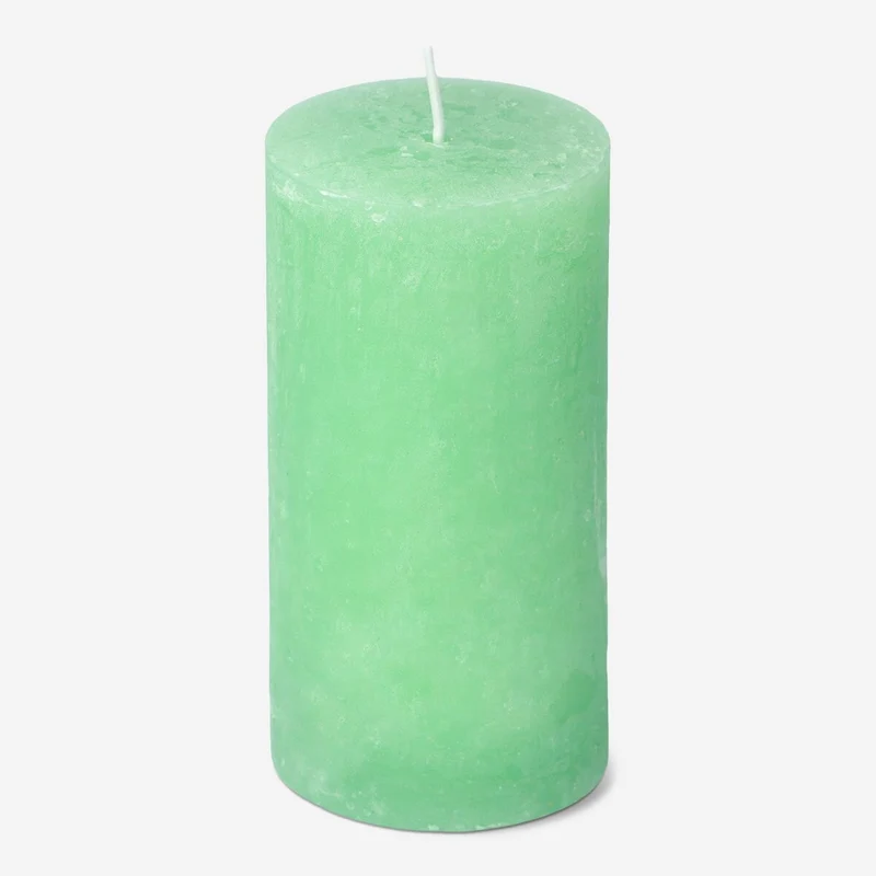 Green Rustic Pillar Candle - 12 cm