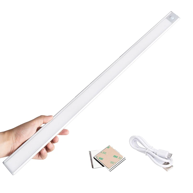GRIFEMA GD1001-60 Luce Armadio 115LED con Sensore di Movimento, Luci Notturne Wireless Ricarica USB, Barra Lampada Guardaroba, Senza Fili Luci Scale Emergenza, per Armadio Bar Corridoio Garage (60CM)