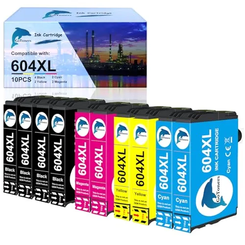 GoToners 604XL Cartucce Compatibili per Epson 604 XL Multipack per XP-2200 XP-2205 XP-3200 XP-3205 XP-4200 XP-4205 WF-2910 WF-2930 WF-2935 WF-2950 (4 Nero, 2 Ciano, 2 Magenta, 2 Giallo)