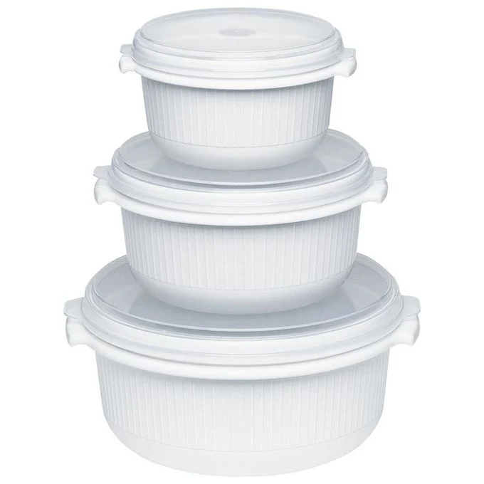 Emsa 459061200 Micro Family Set Contenitori per Microonde 3 pezzi 0.5L 1L 1.5L lavastoviglie congelatore colore Bianco
