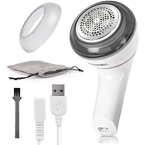 Duronic Rasoio per tessuti, FS16USB, debobbler, rimuove pelucchi e pelucchi dai vestiti, rimuove pelucchi e pelucchi, manico girevole, ricarica USB, custodia per ravvivare vecchi maglioni, maglioni,