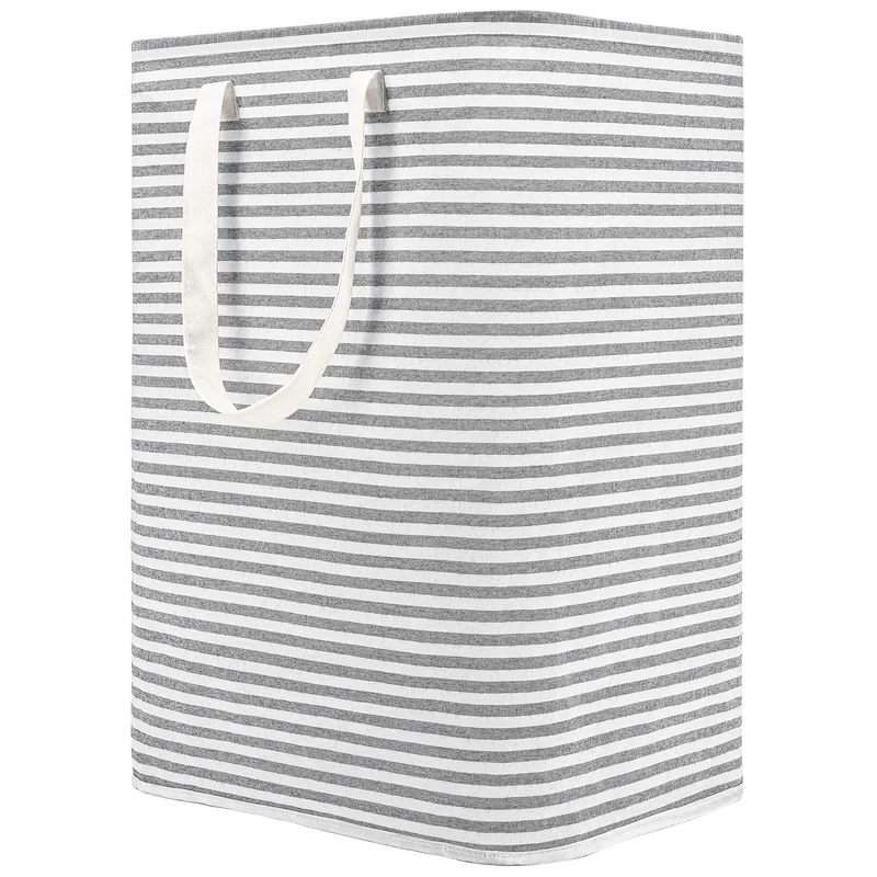 DOKEHOM 80L Ispessimento Cesto della biancheria Raggruppabili Stoccaggio Paniere, Cotone (Grigio)