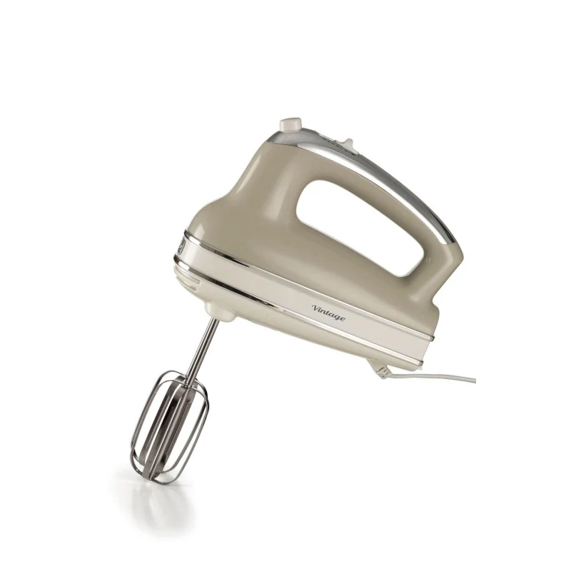 Sbattitore Vintage 450W - 5 velocità - Funzione turbo - 2 fruste - Beige
