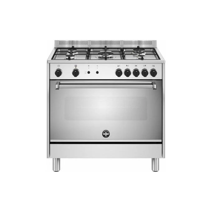 La Germania AMN965GXV24 Cucina a Gas 90 cm 5 Fuochi Forno a Gas Ventilato 117 L Grill Elettrico Classe A+ (90x60x87 cm) colore Inox