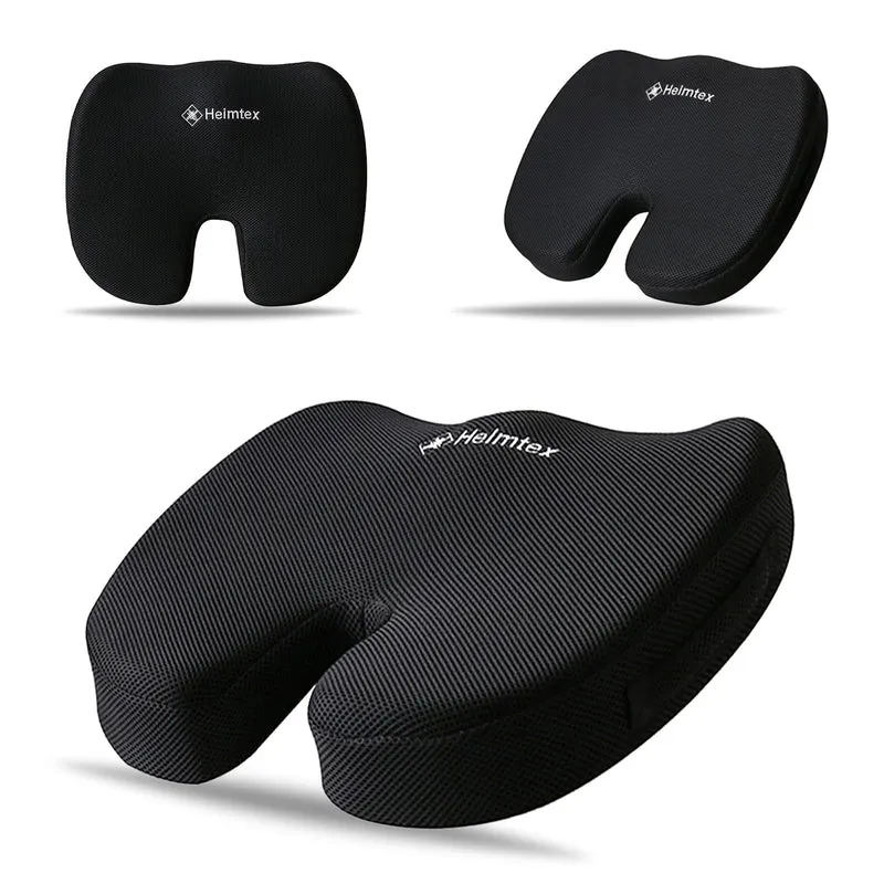 EDS - Cuscino ortopedico in memory foam, traspirante, per sedie da ufficio, sedia a rotelle, sedie da cucina, reclinabili, sedili auto, sedie da scrivania, fondo antiscivolo, lavabile (nero)
