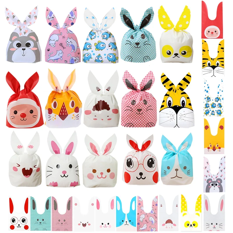 Daover Sacchetti Compleanno, 60 Pezzi Sacchettini Compleanno Bambini Caramelle Bambina Bambino Animali Piccoli Sacchetti Porta Per Regalini Fine Festa Coniglietto Sacchetto Bustine Regalo Pasqua