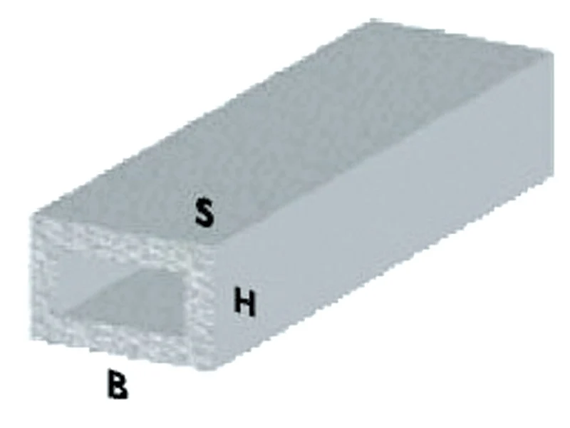 Profilo Argento H 100 cm Tubo Rettangolare 20 x 10 x 1 mm** 5 Pezzi