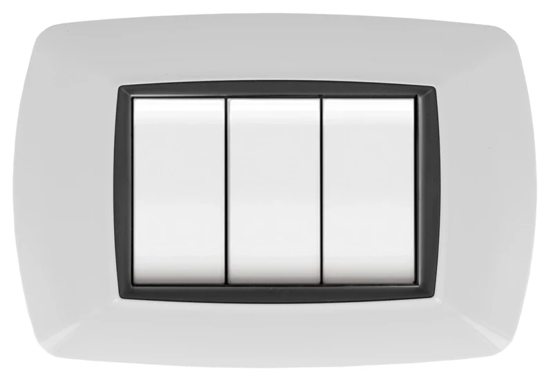 Placca Life Living Plast Bianco 4P Cornice Nero Elettrocanali