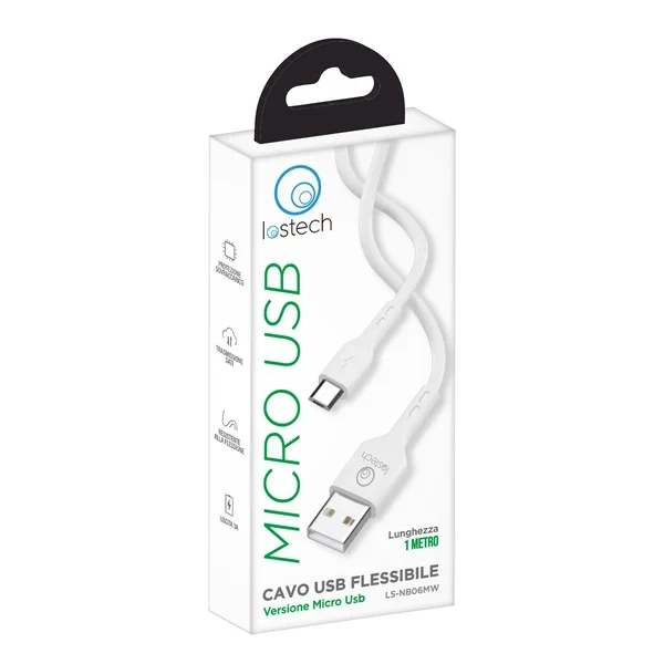 Flessibile Micro USB 1 m Bianco Cavo USB