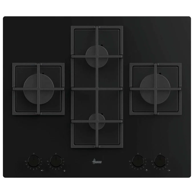 Hoover Piano Cottura Gas 60 cm 4 Fuochi Nero Da Incasso H-HOB 500 GAS HVG6DC5B