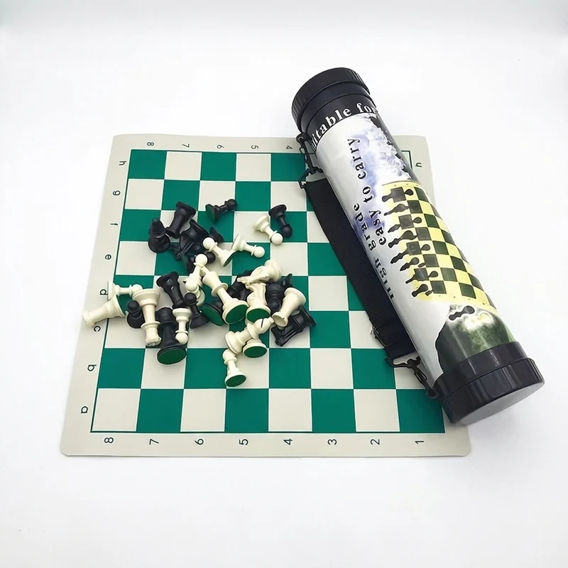 Portable Barrel Folding Chess Set — Plastic Pieces for Travel, Family & Kids