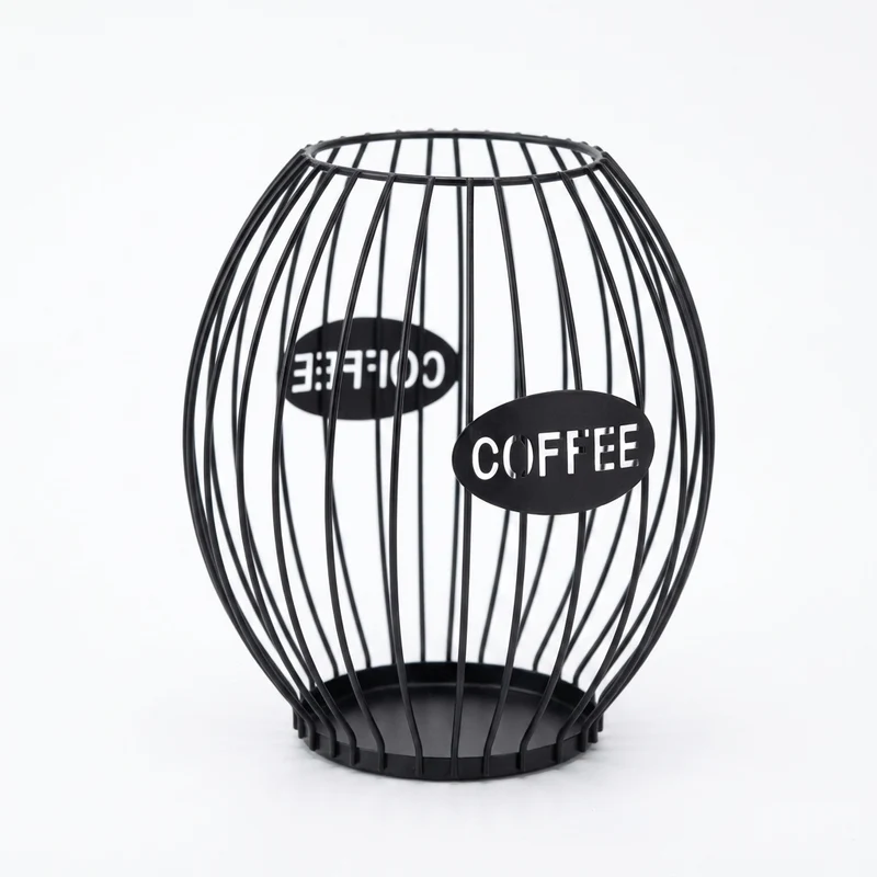 Large Capacity Iron Coffee Pod Holder – Stackable Capsule Storage (Black or Gold)
