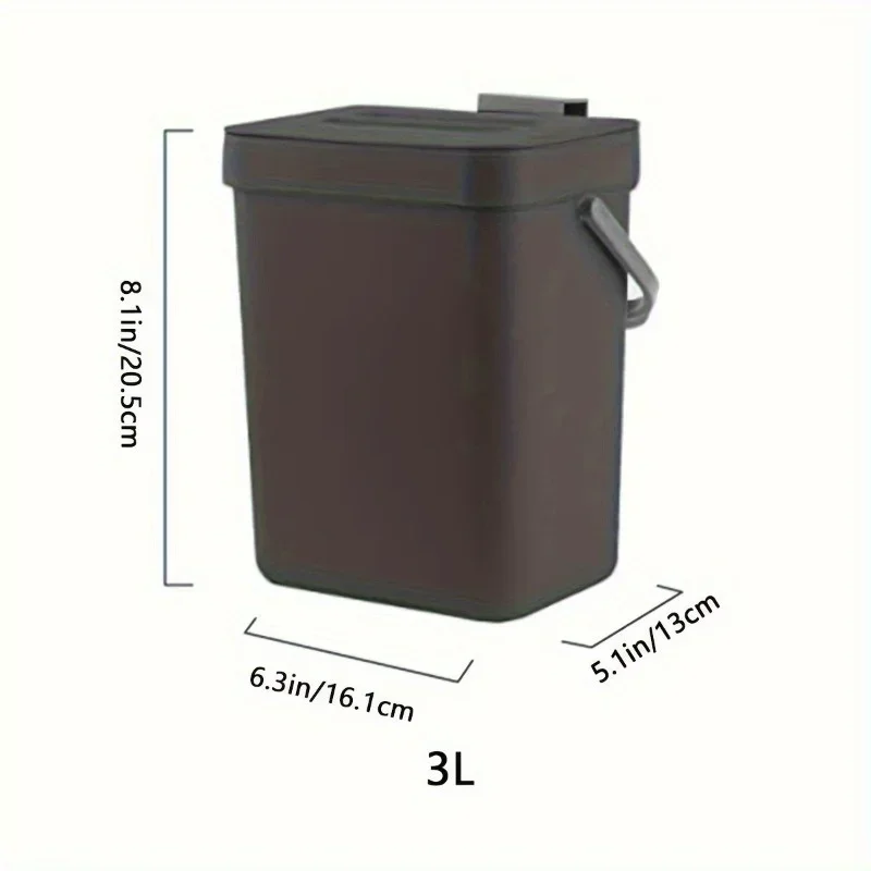 Countertop Compost Bin with Lid – Hanging or Freestanding Kitchen & Bathroom Bin (3L/5L)