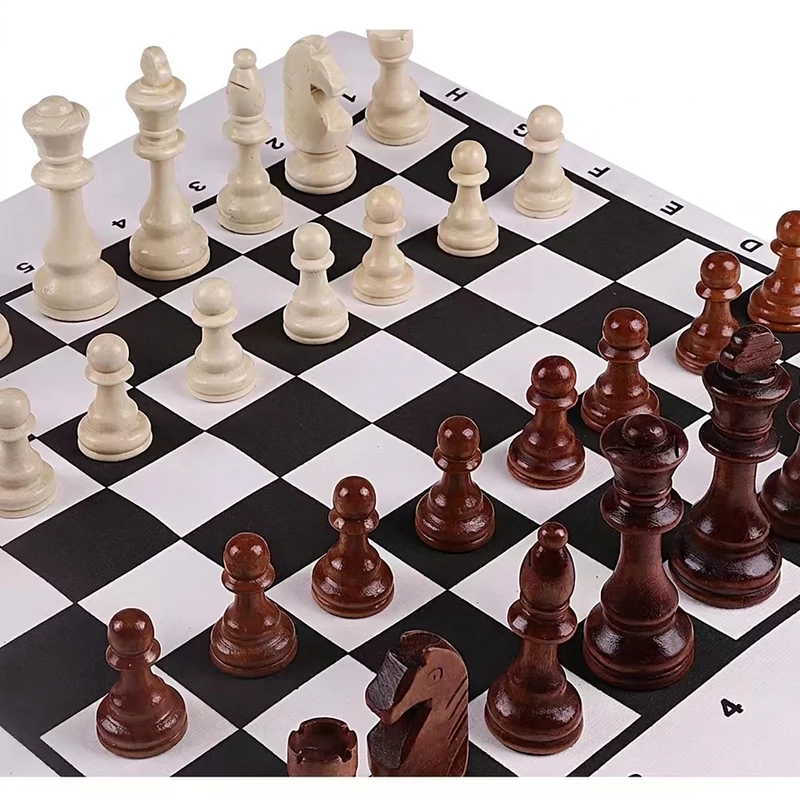 32-Piece Wooden Chess Set with Leather Board — King 110mm (Model 4in)