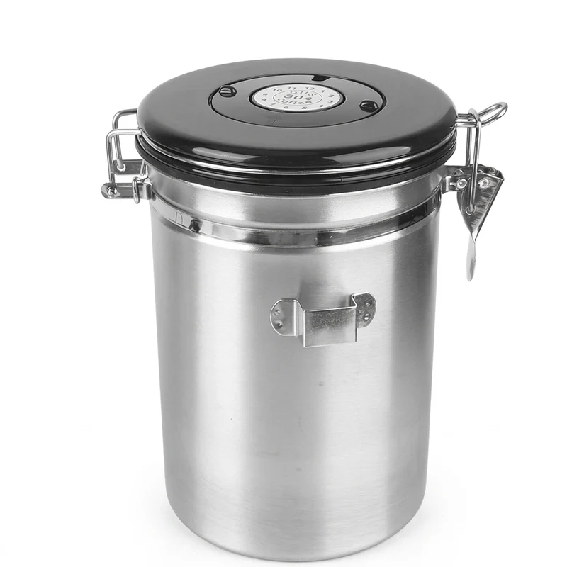 Stainless Steel Coffee Canister with Airtight Lid & CO2 Valve — 1.2L / 1.8L