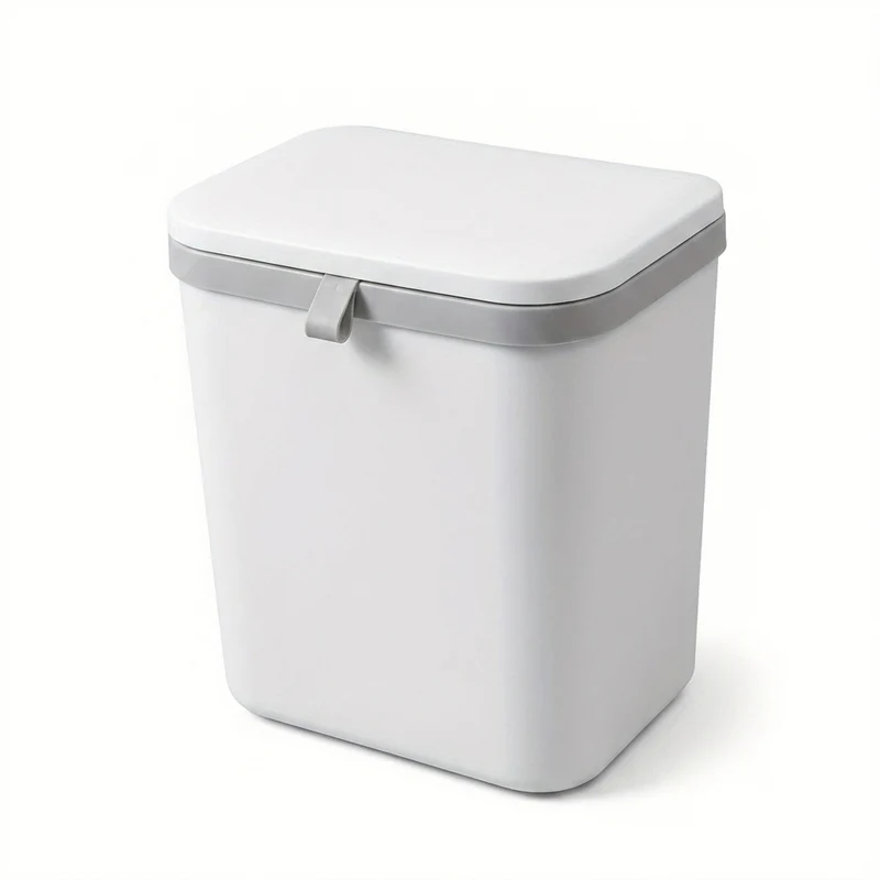 Space-Saving Wall-Mounted Kitchen Bin — Durable Plastic, White or Yellow