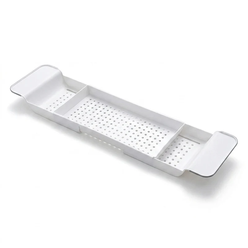 Extendable Bathtub Tray – Single‑Tier Corner Bathroom Shelf (Plastic)