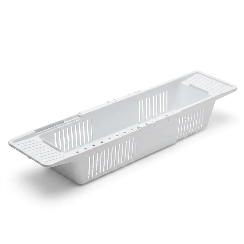 Adjustable Plastic Bathtub Caddy Tray – Retractable Bath Storage Rack