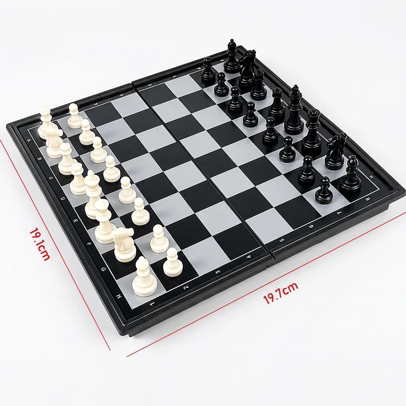3-in-1 Folding Magnetic Chess, Checkers & Backgammon – 19.1 x 19.7cm Travel Set