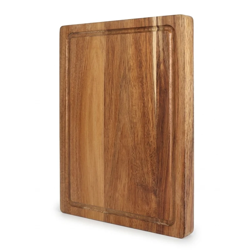 Beech & Walnut Wooden Cutting Board — Rectangle Chopping Block for Cheese & Meat